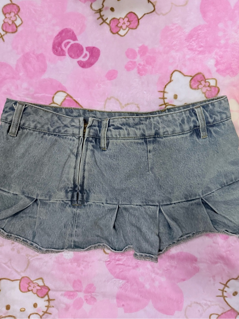 Lucy in the Sky Light Blue Ruffle Denim Skort